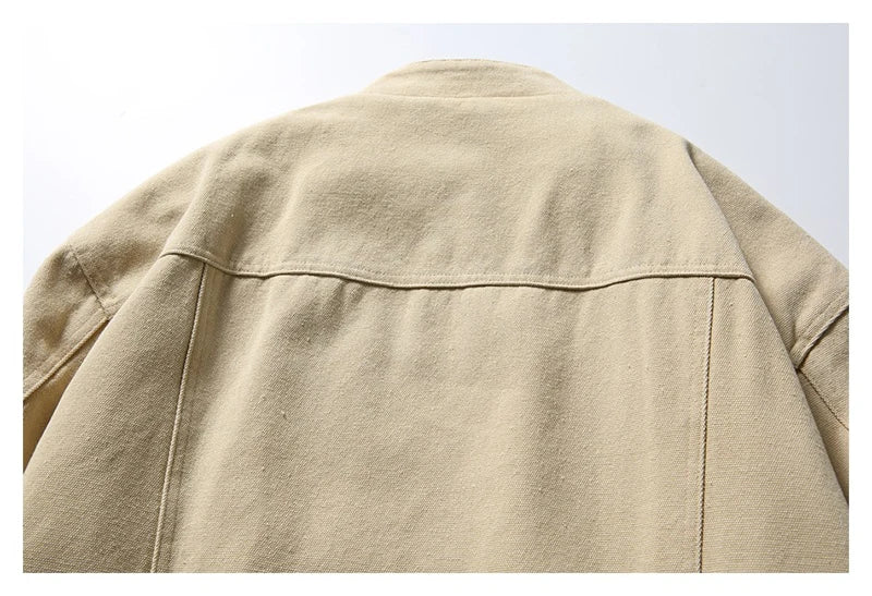 Men’s Vintage Canvas Work Jacket with Stand Collar