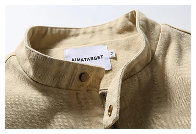 Men’s Vintage Canvas Work Jacket with Stand Collar