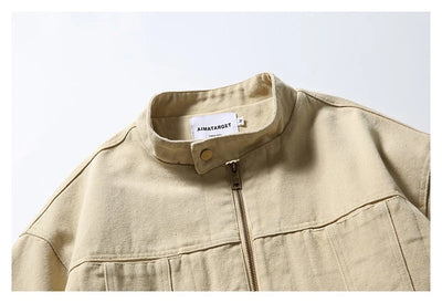 Men’s Vintage Canvas Work Jacket with Stand Collar