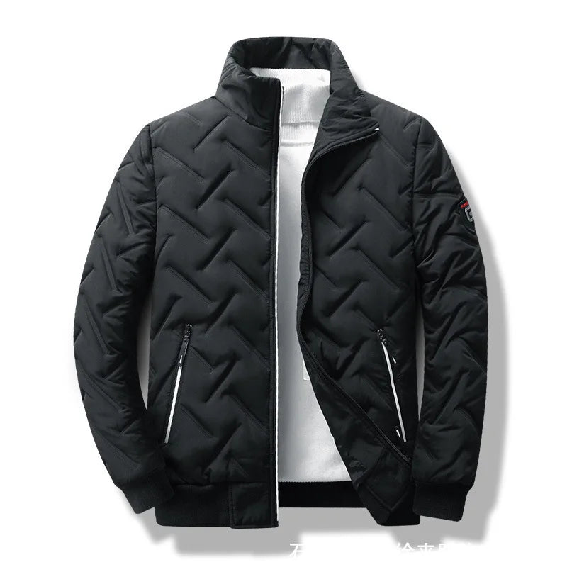 Men’s Quilted Stand-Collar Jacket, Polyester Shell