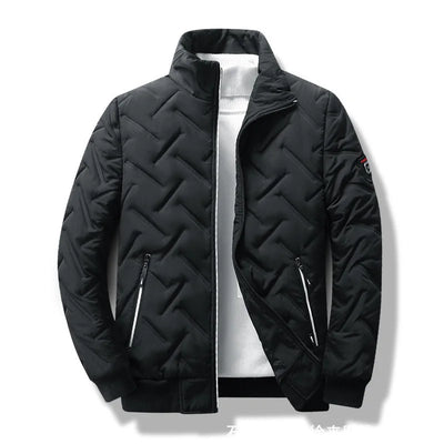 Men’s Quilted Stand-Collar Jacket, Polyester Shell