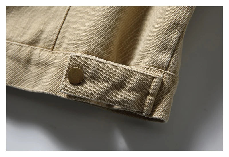 Men’s Vintage Canvas Work Jacket with Stand Collar