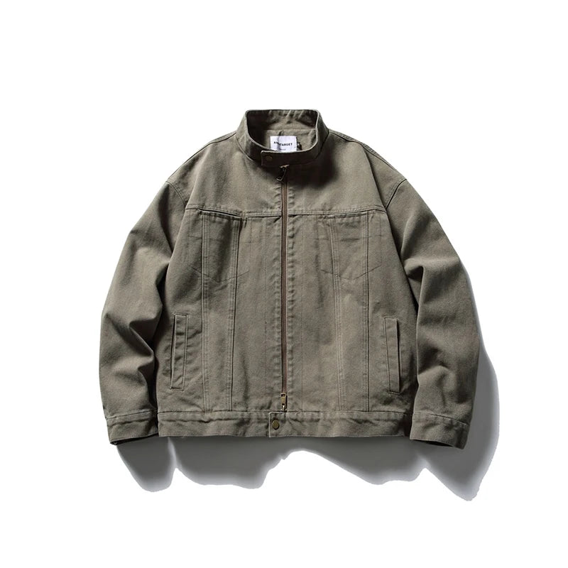 Men’s Vintage Canvas Work Jacket with Stand Collar