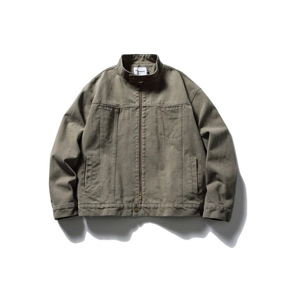 Men’s Vintage Canvas Work Jacket with Stand Collar