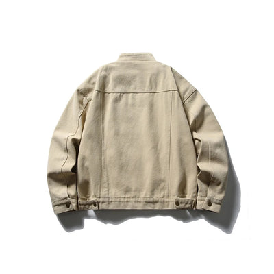 Men’s Vintage Canvas Work Jacket with Stand Collar