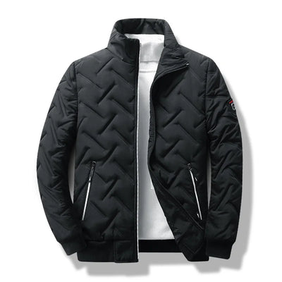 Men’s Quilted Stand-Collar Jacket, Polyester Shell