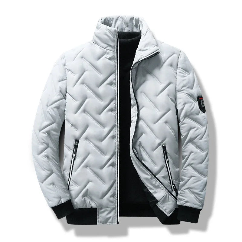 Men’s Quilted Stand-Collar Jacket, Polyester Shell
