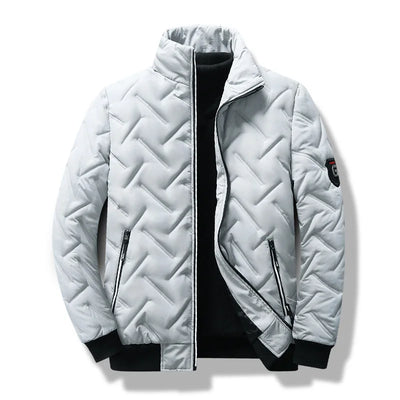 Men’s Quilted Stand-Collar Jacket, Polyester Shell