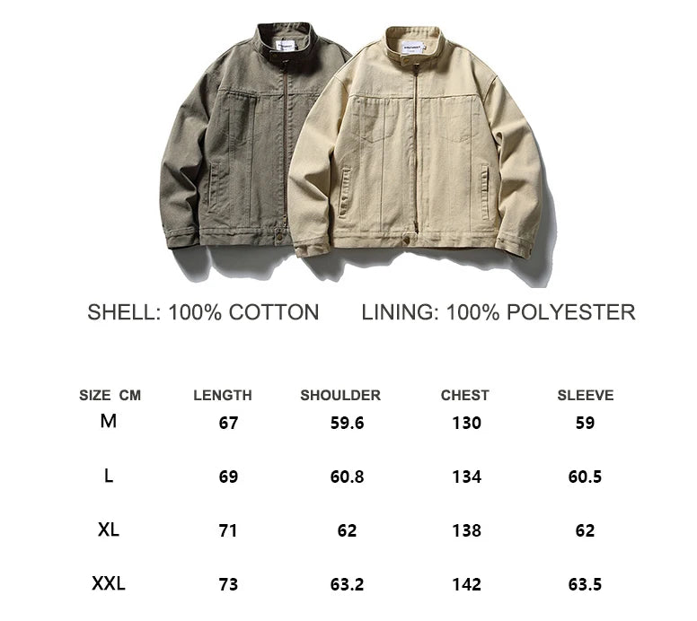 Men’s Vintage Canvas Work Jacket with Stand Collar