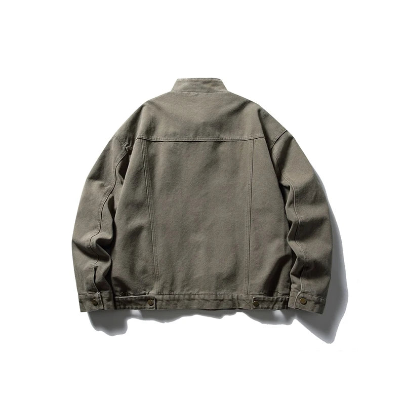 Men’s Vintage Canvas Work Jacket with Stand Collar