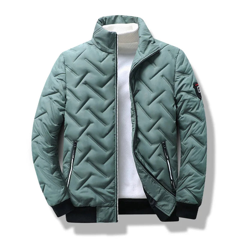 Men’s Quilted Stand-Collar Jacket, Polyester Shell