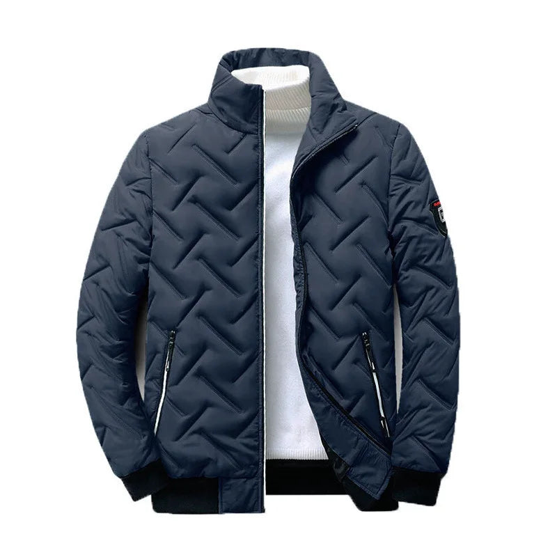 Men’s Quilted Stand-Collar Jacket, Polyester Shell