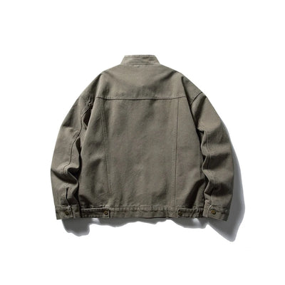 Men’s Vintage Canvas Work Jacket with Stand Collar