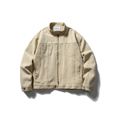 Men’s Vintage Canvas Work Jacket with Stand Collar